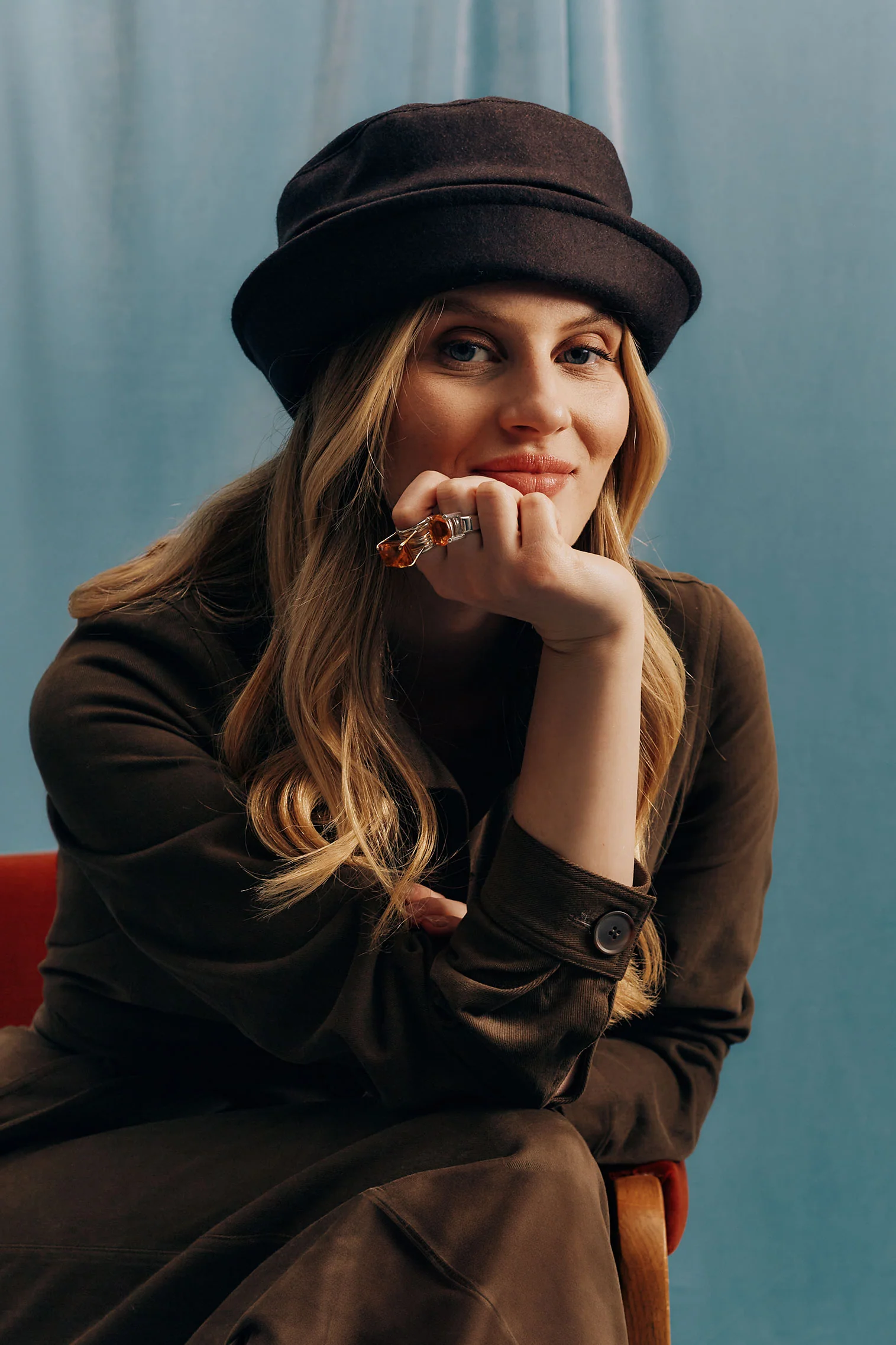 Cordelia Brown Ruched Rain Hat - Image 2