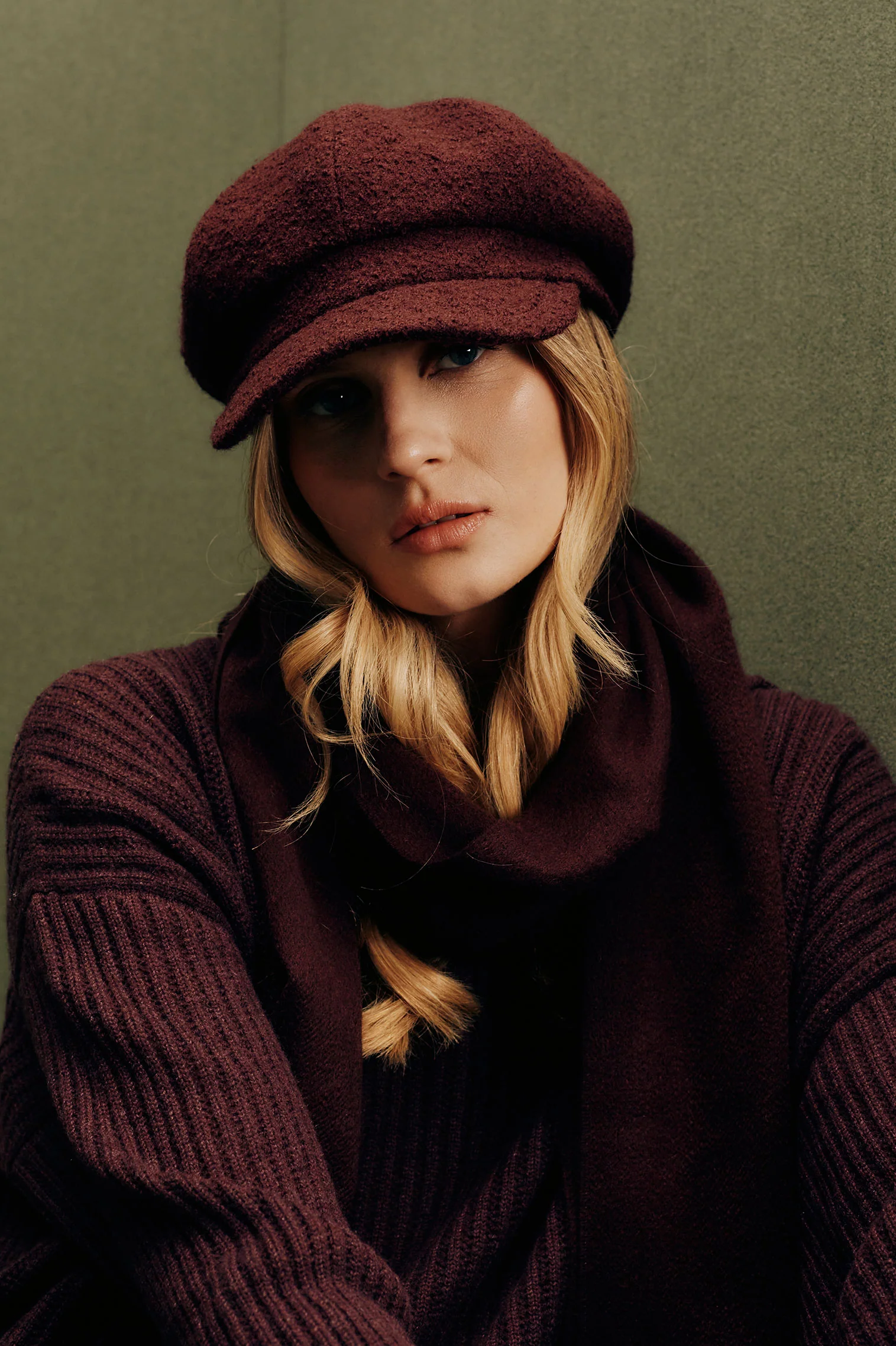 Cashmere Burgundy Wide Scarf - Image 4
