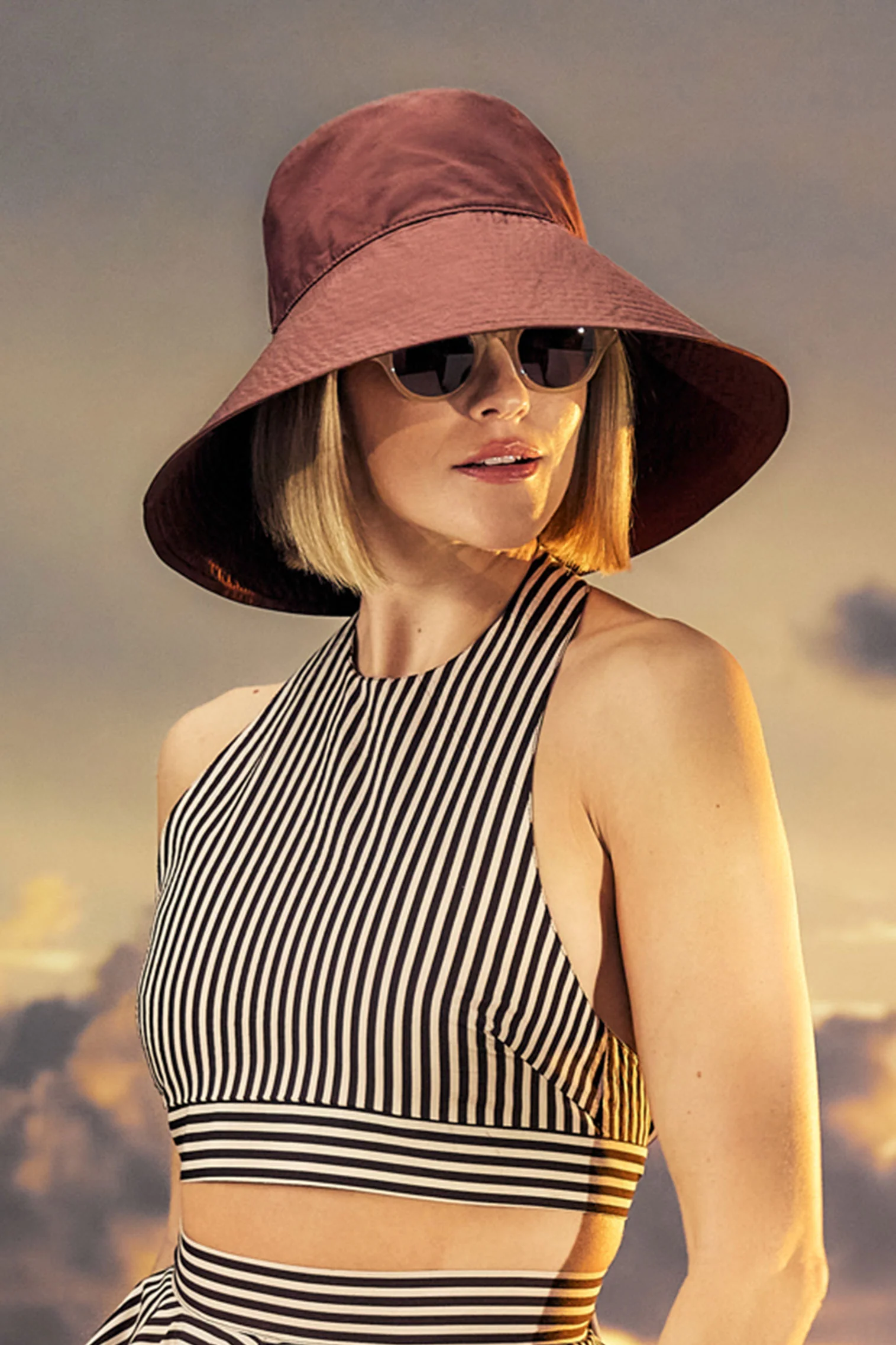 Cecilia Brown Silk Sun Hat - Image 2
