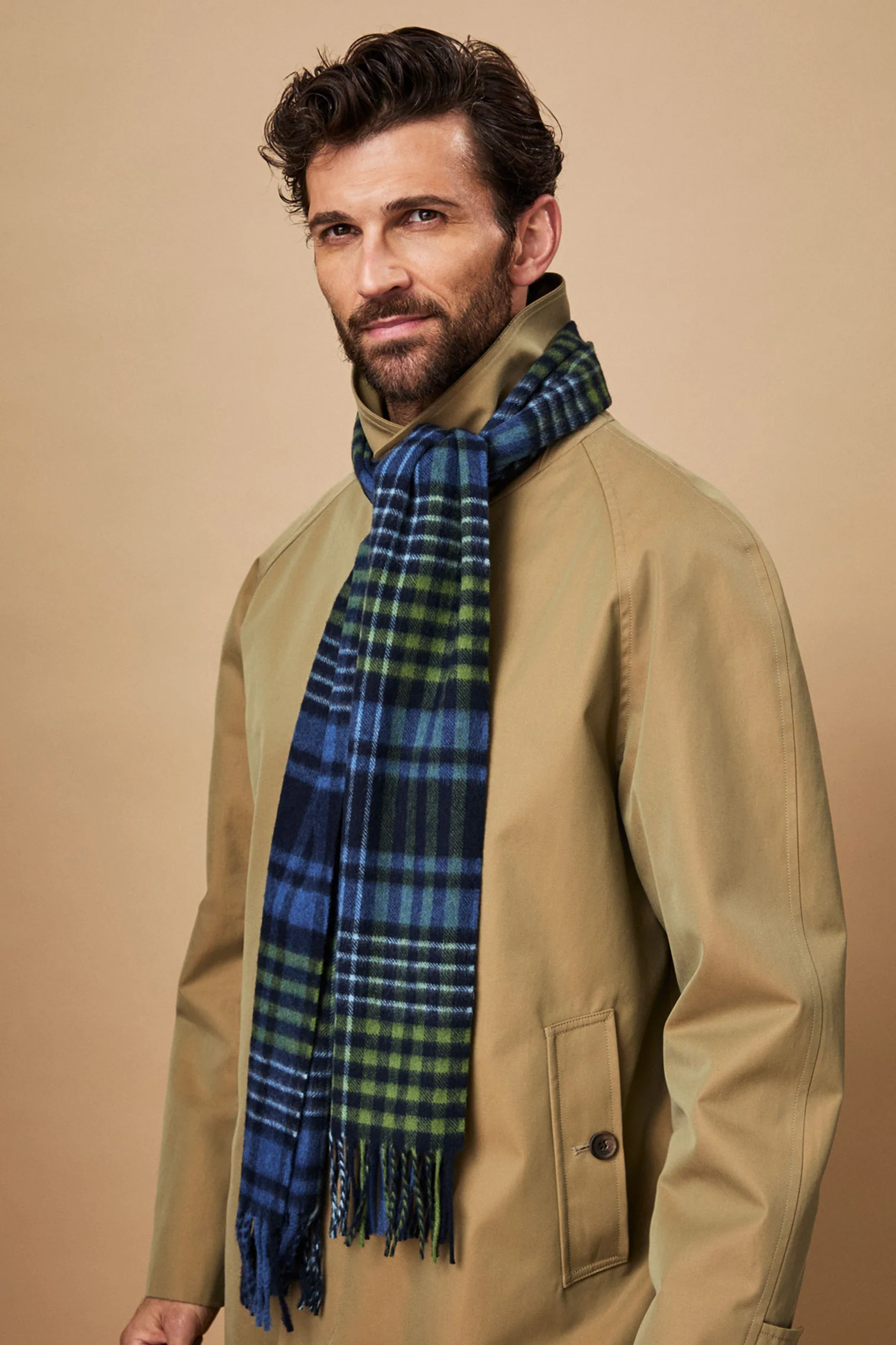 Classic Blue Check Scarf - Image 2