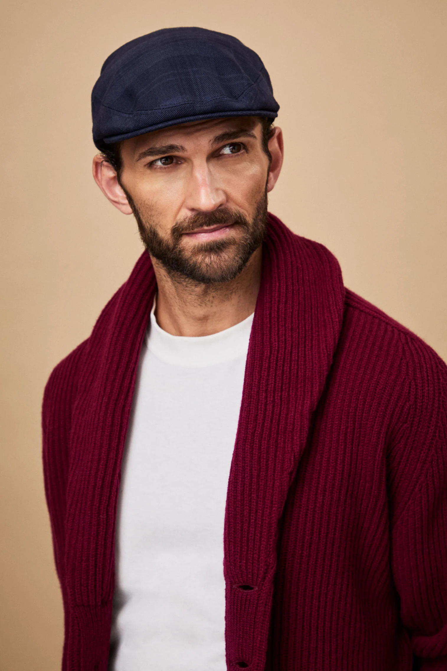 Gill Navy Check Flat Cap - Image 2