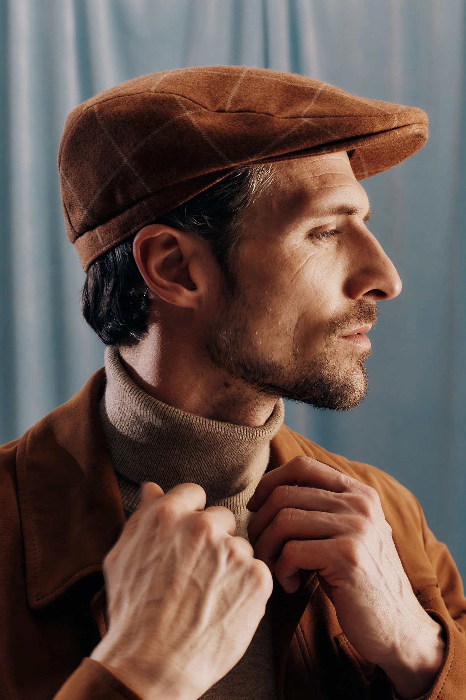 Grosvenor Rust Windowpane Flat Cap - Image 2