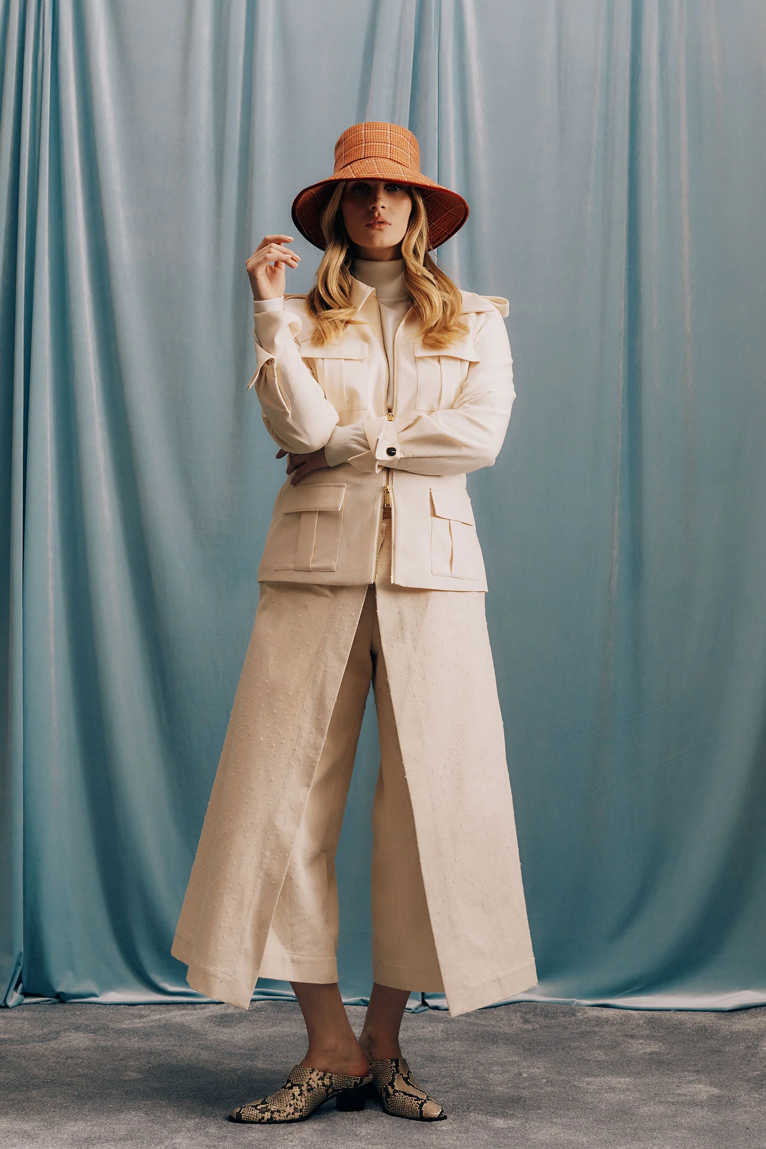 Margot Orange Check Hat - Image 3