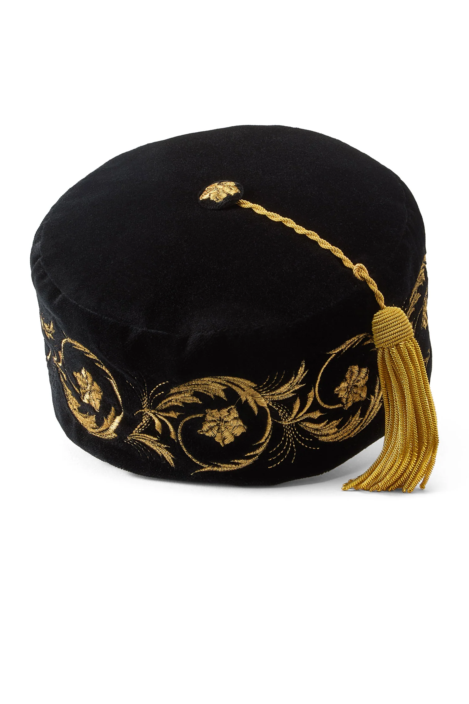 Black Embroidered Smoking Cap