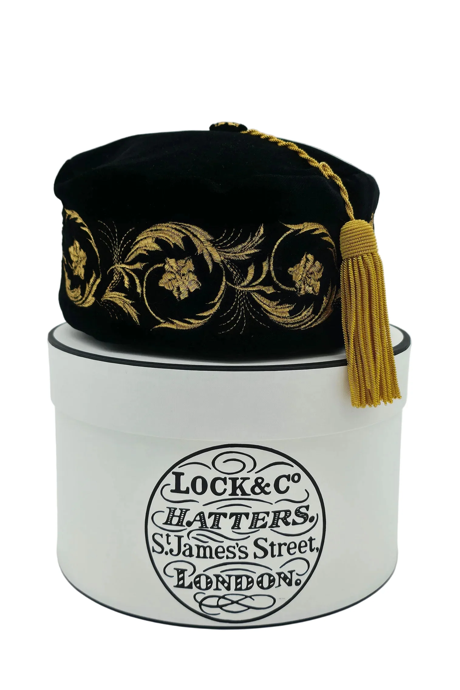 Black Embroidered Smoking Cap - Image 2