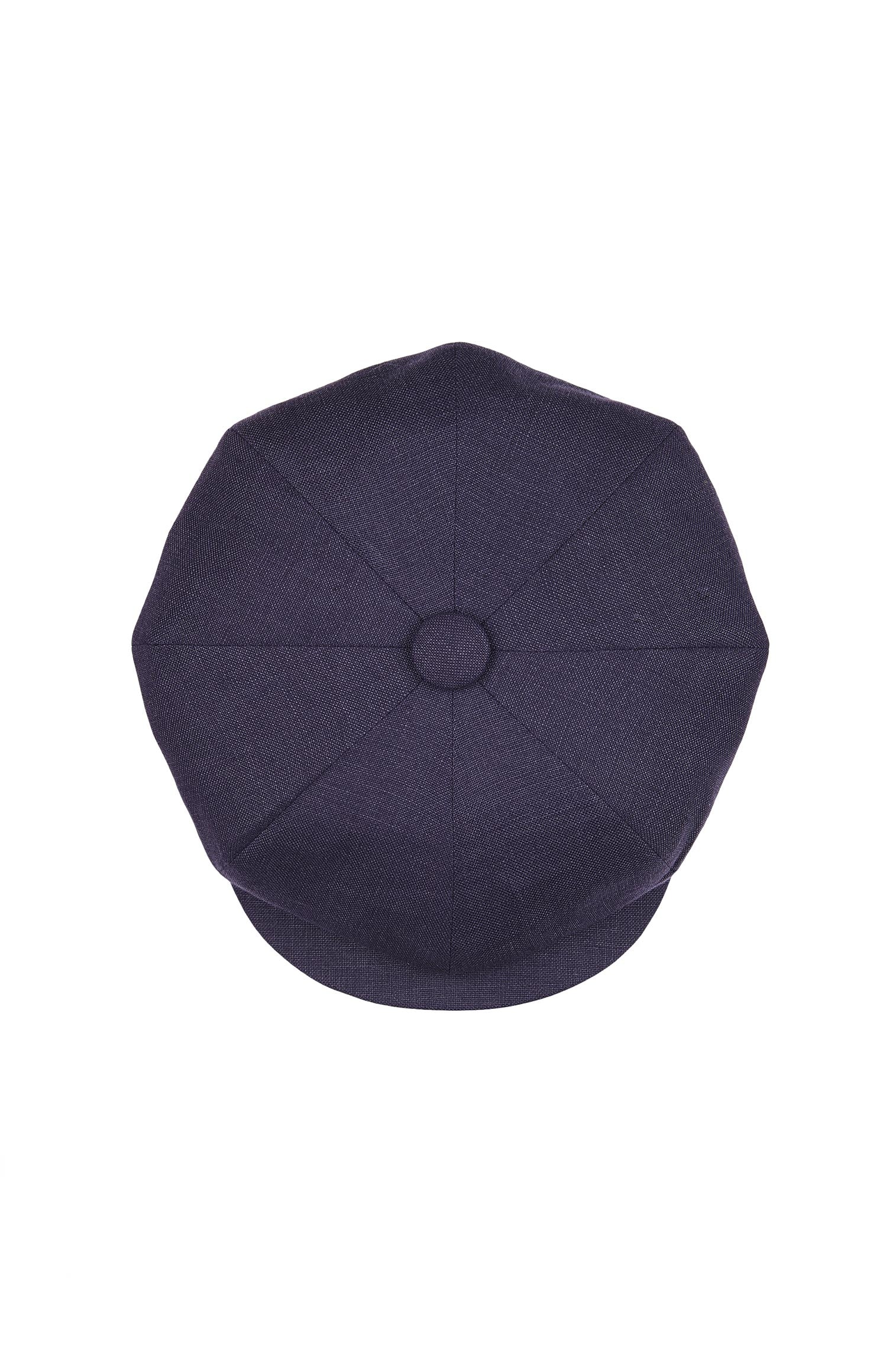 Navy Linen Muirfield Bakerboy Cap - Image 4