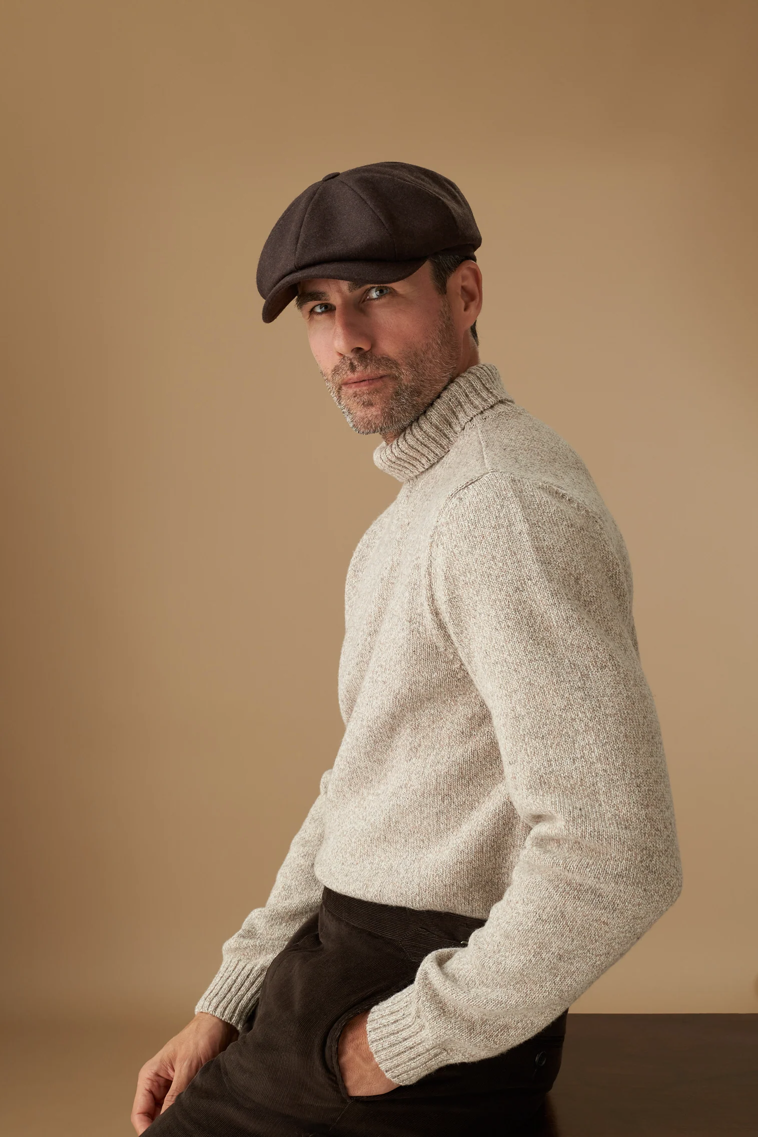 Dark Brown Newsboy Cap - Image 3
