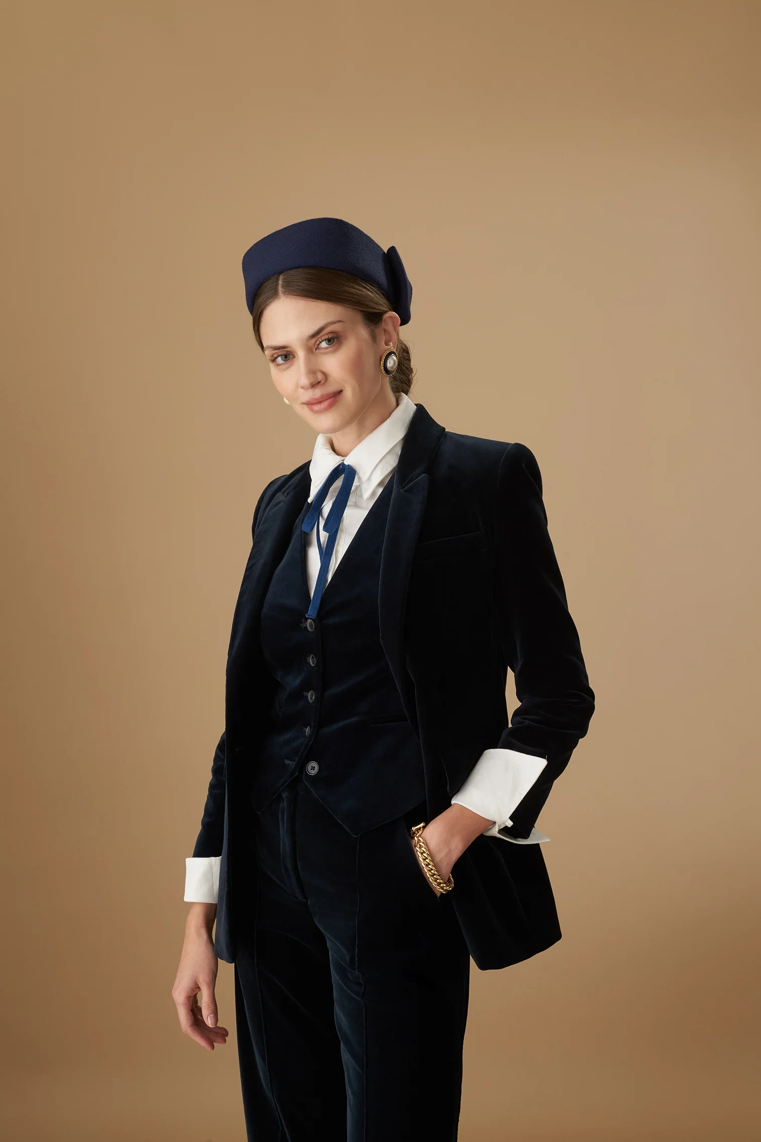 Perdita Navy Pillbox Hat - Image 5