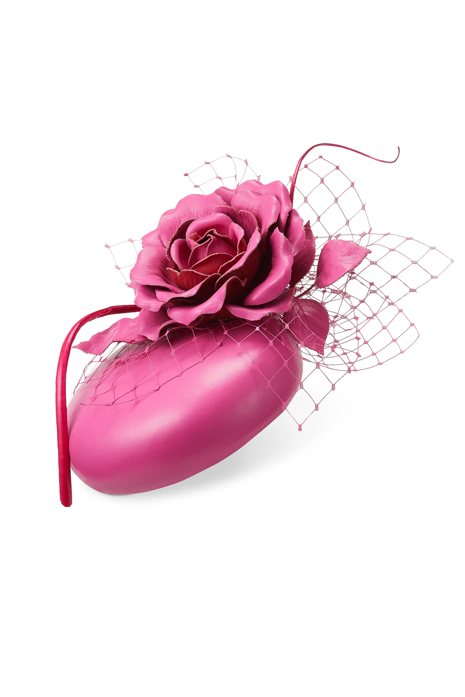Rose Bud Pink Leather Percher Hat - Image 3