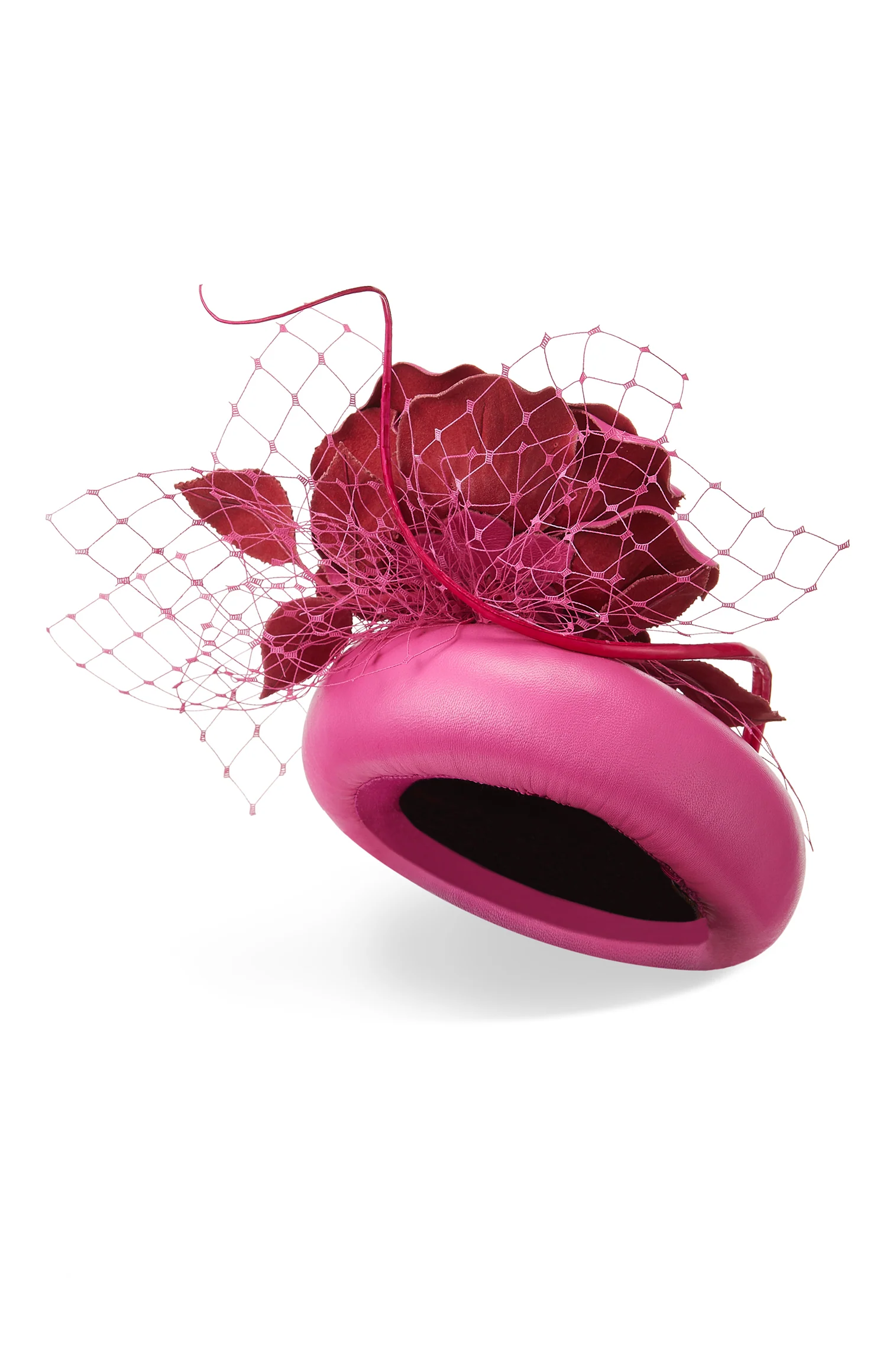 Rose Bud Pink Leather Percher Hat - Image 4