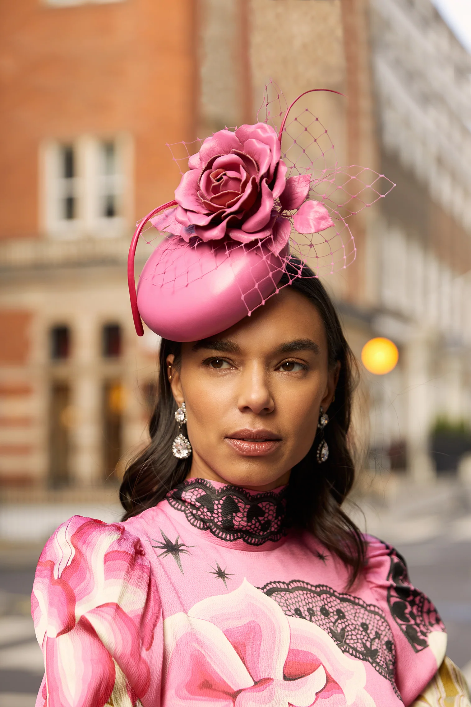 Rose Bud Pink Leather Percher Hat - Image 5